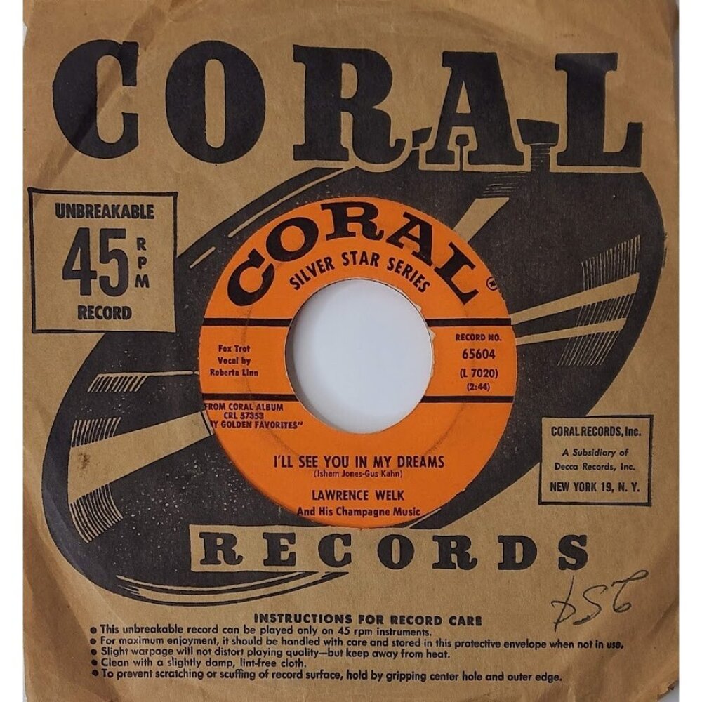 Lawrence Welk I'll See You In My Dreams / Till We Meet again 45 RPM Vinyl Coral